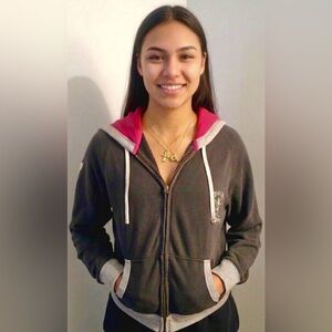 POLO SPORT R Lauren Y2K 2000s Gray Red Waffle Hood Zip Sweatshirt M’s S /W’s M